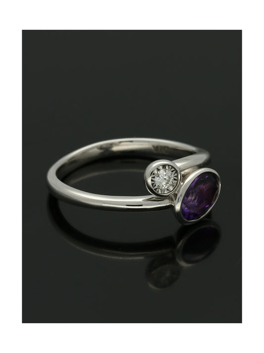 Amethyst & Diamond Dress Ring in 9ct White Gold