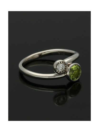 Peridot & Diamond Dress Ring in 9ct White Gold