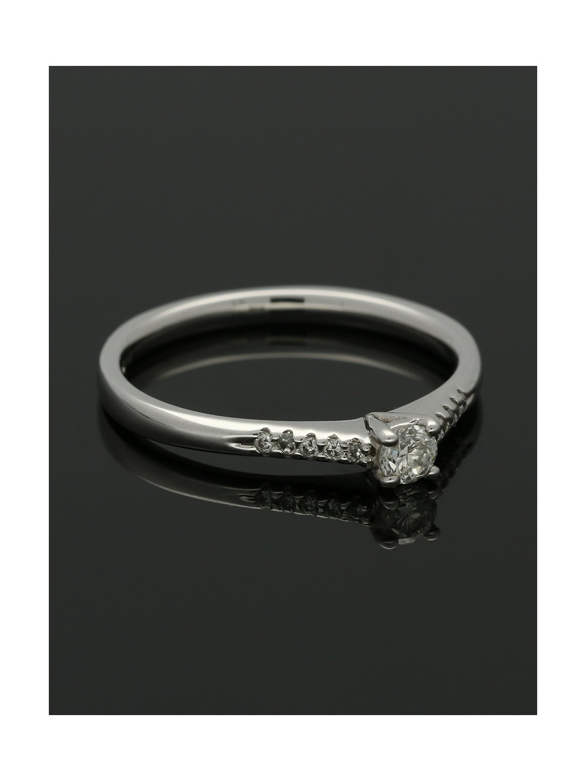 Diamond Solitaire Engagement Ring 0.21ct Round Brilliant Cut in 18ct White Gold with Diamond Shoulders