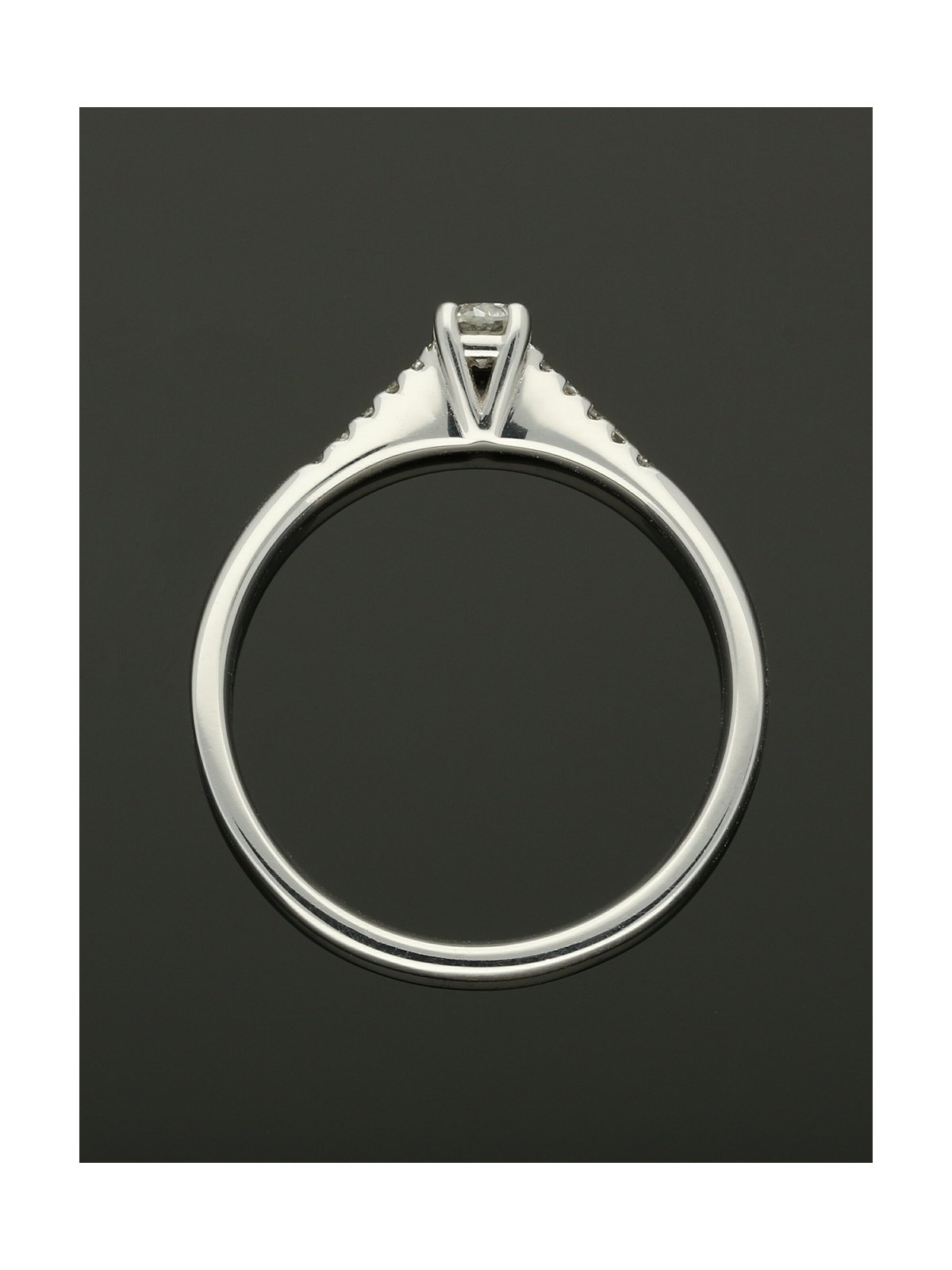 Diamond Solitaire Engagement Ring 0.21ct Round Brilliant Cut in 18ct White Gold with Diamond Shoulders