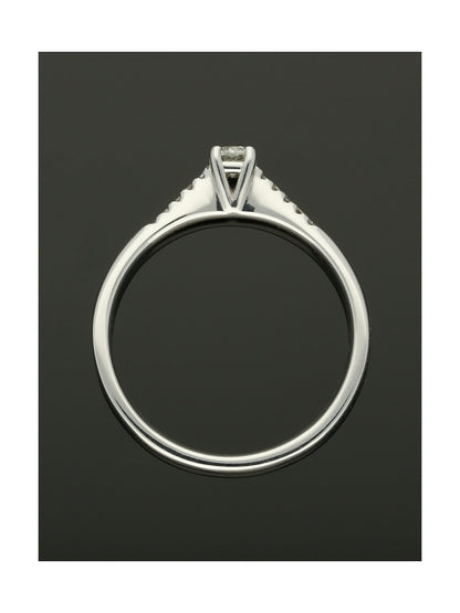 Diamond Solitaire Engagement Ring 0.21ct Round Brilliant Cut in 18ct White Gold with Diamond Shoulders