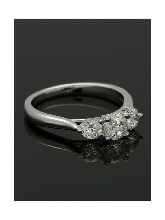 Three Stone Diamond Ring 1.00ct Round Brilliant Cut in 18ct White Gold