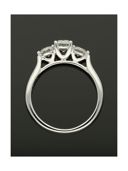 Three Stone Diamond Ring 1.00ct Round Brilliant Cut in 18ct White Gold