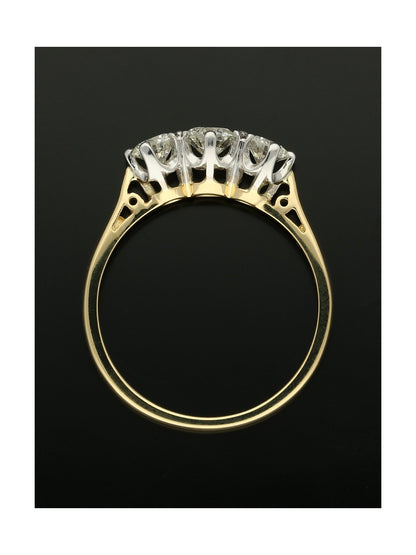 Diamond Three Stone Ring 1.08ct Round Brilliant cut in 18ct Yellow and White Gold