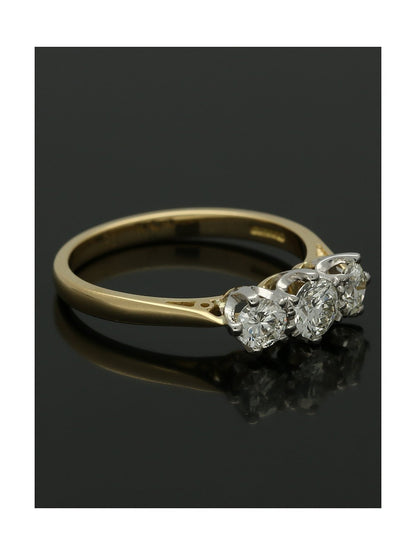 Diamond Three Stone Ring 1.08ct Round Brilliant cut in 18ct Yellow and White Gold