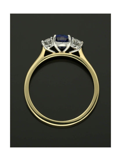 Sapphire & Diamond Three Stone Ring in 18ct Yellow & White Gold