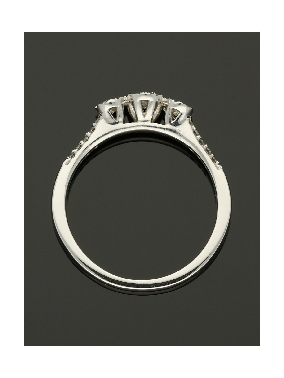 Three Stone Diamond Ring 0.32ct Round Brilliant Cut in 9ct White Gold