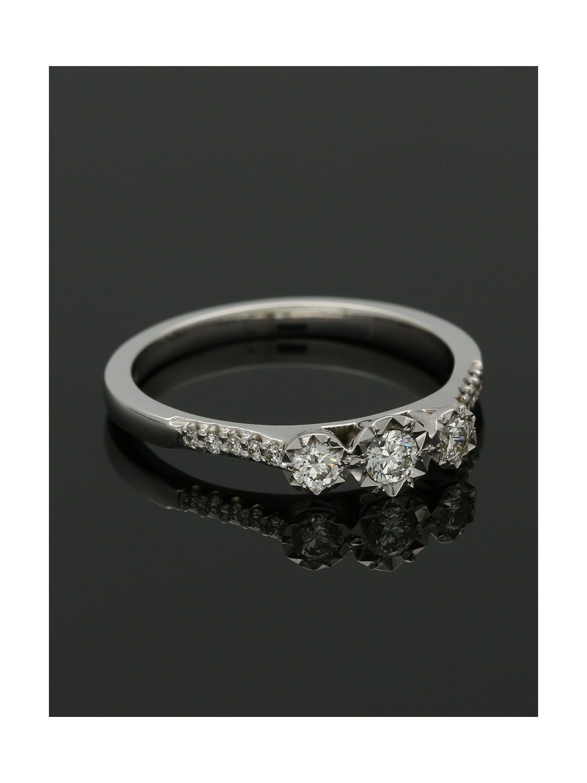 Three Stone Diamond Ring 0.32ct Round Brilliant Cut in 9ct White Gold