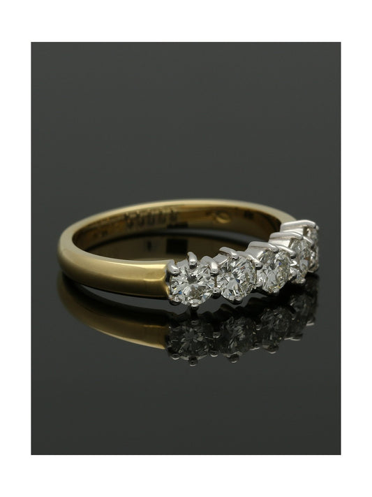 Five Stone Diamond Ring 0.78ct Round Brilliant Cut in 18ct Yellow & White Gold