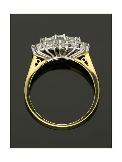 Diamond Cluster Ring 1.35ct Baguette & Round Brilliant Cut in 18ct Yellow & White Gold
