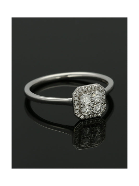 Diamond Cluster Ring 0.31ct Round Brilliant Cut in 18ct White Gold