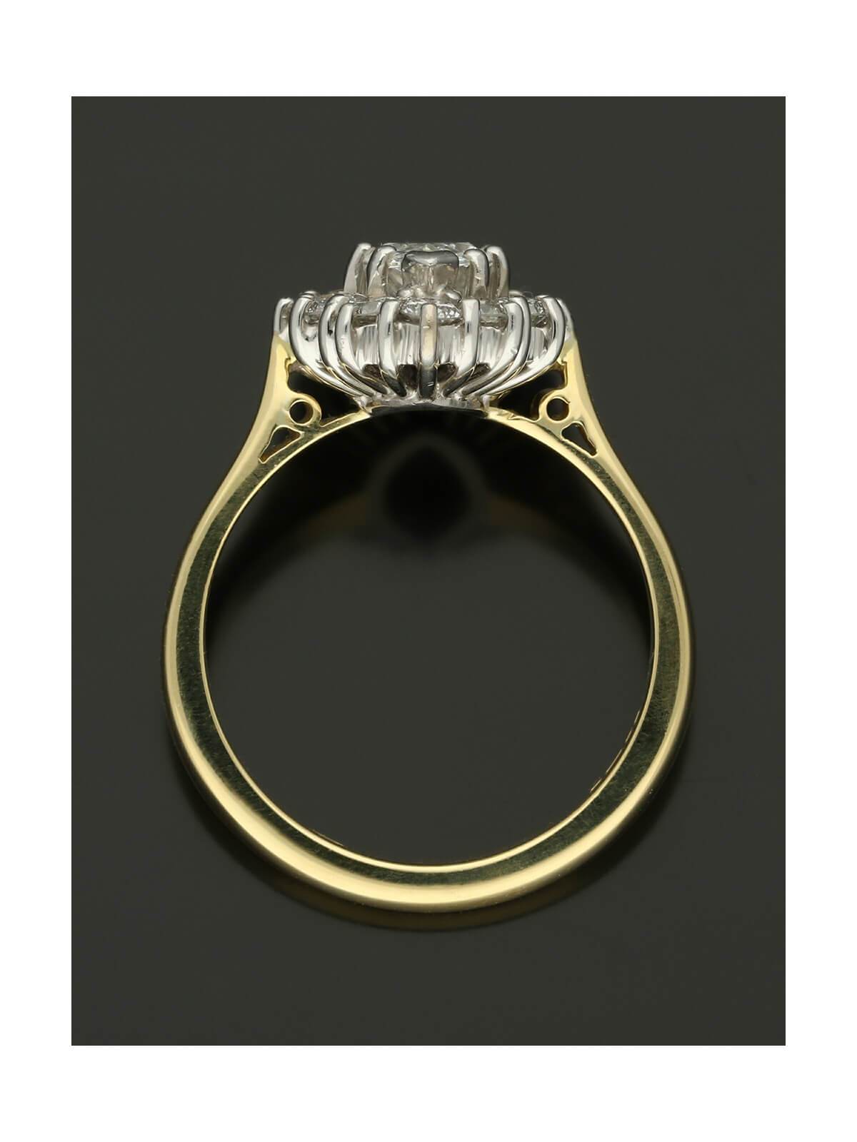 Diamond Cluster Ring 1.45ct Marquise & Brilliant Cut in 18ct Yellow & White Gold