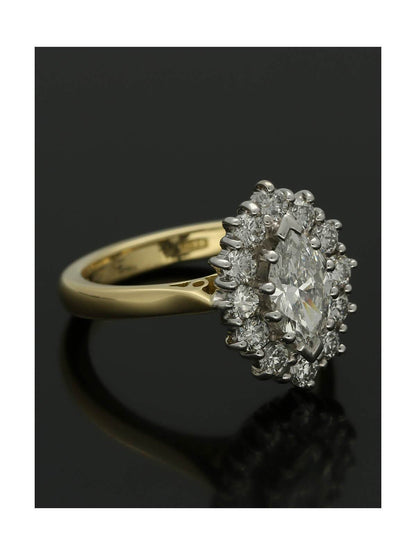 Diamond Cluster Ring 1.45ct Marquise & Brilliant Cut in 18ct Yellow & White Gold