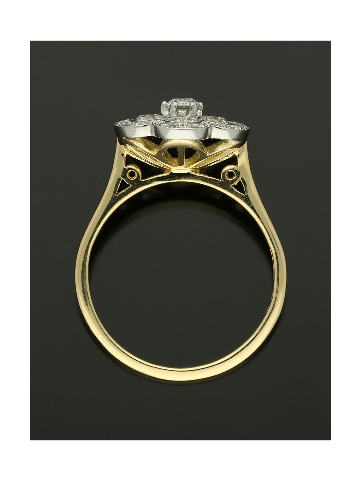 Diamond Cluster Ring 1.12ct  Round Brilliant Cut in 18ct Yellow Gold and Platinum