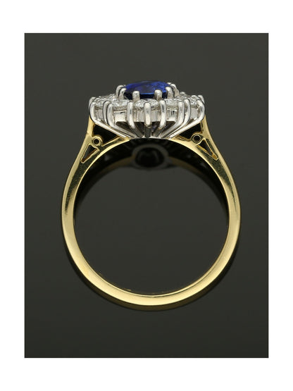 Sapphire & Diamond Cluster Ring in 18ct Yellow & White Gold