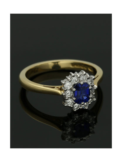 Sapphire & Diamond Cluster Ring in 18ct Yellow & White Gold