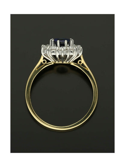 Sapphire & Diamond Cluster Ring in 18ct Yellow & White Gold