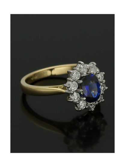 Sapphire & Diamond Cluster Ring in 18ct Yellow & White Gold