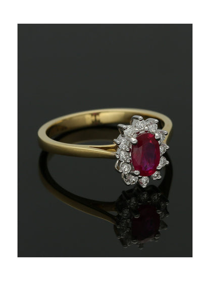Ruby & Diamond Cluster Ring in 18ct Yellow & White Gold