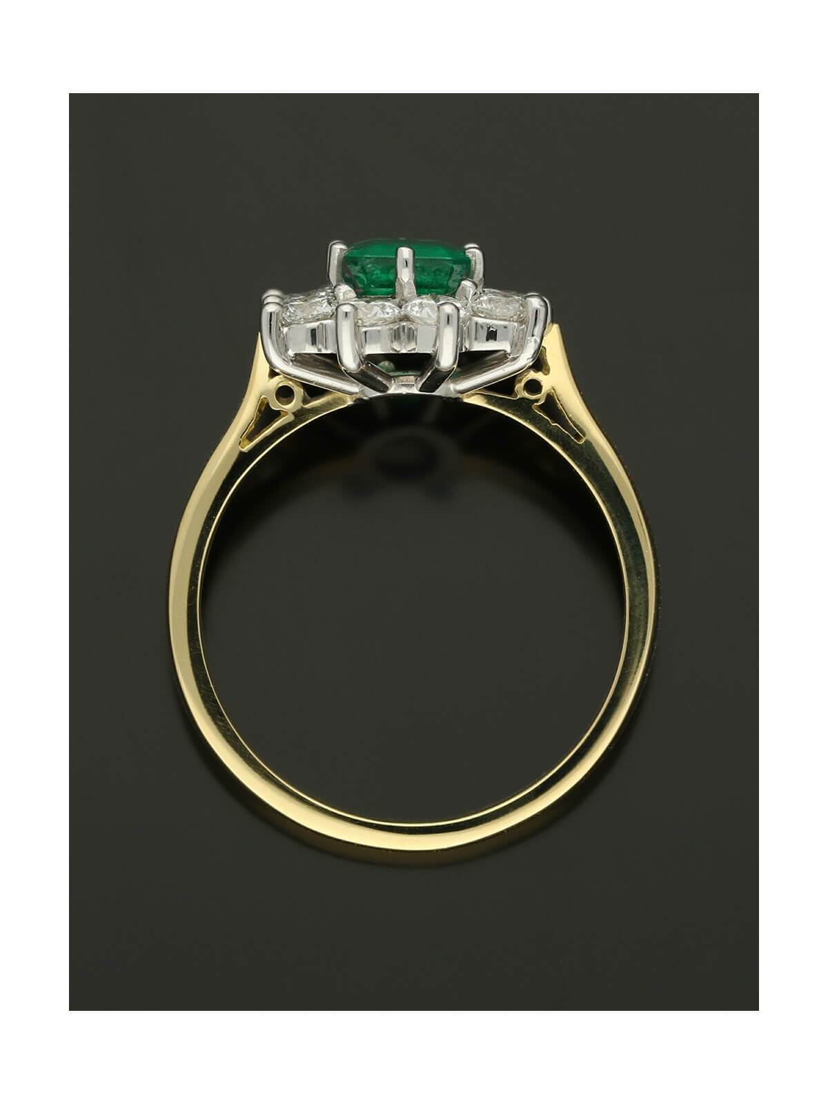 Emerald & Diamond Cluster Ring in 18ct Yellow & White Gold