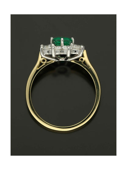 Emerald & Diamond Cluster Ring in 18ct Yellow & White Gold