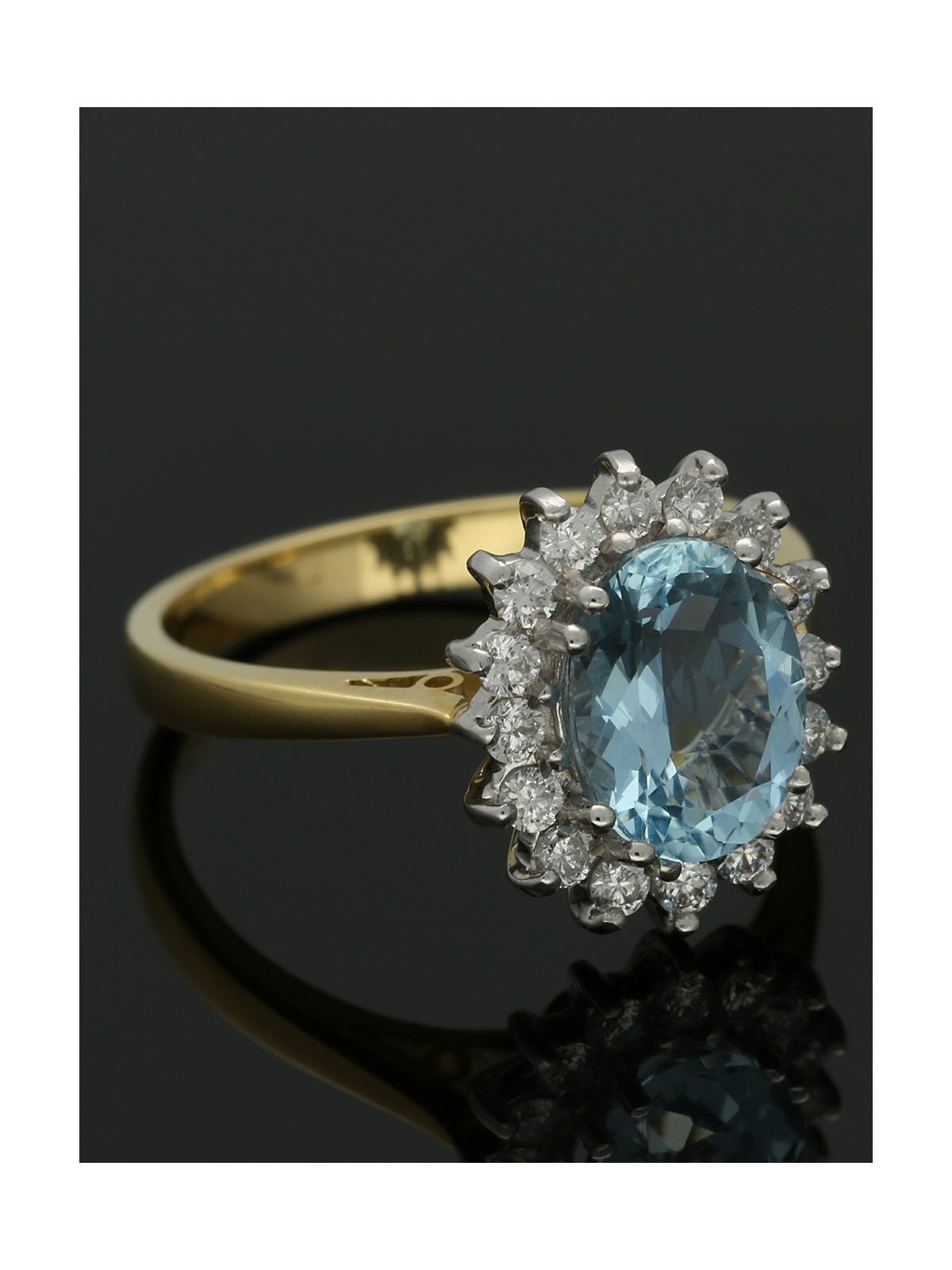 Aquamarine & Diamond Cluster Ring in 18ct Yellow & White Gold