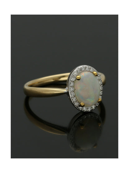 Opal & Diamond Cluster Ring in 18ct Yellow & White Gold