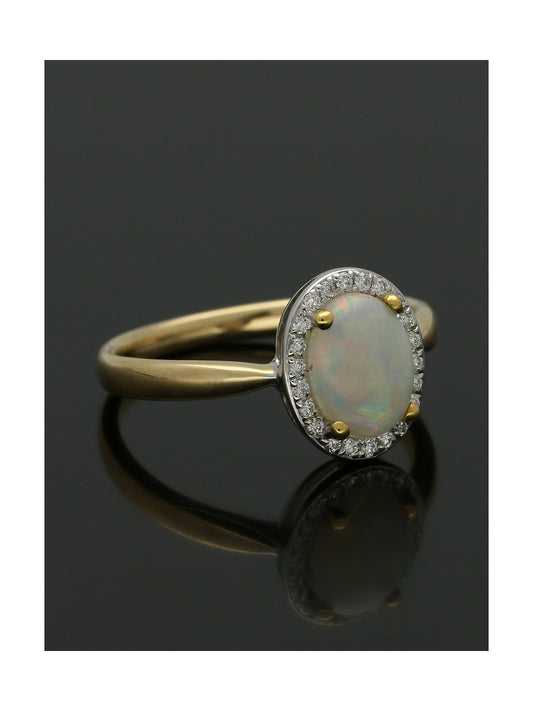 Opal & Diamond Cluster Ring in 18ct Yellow & White Gold