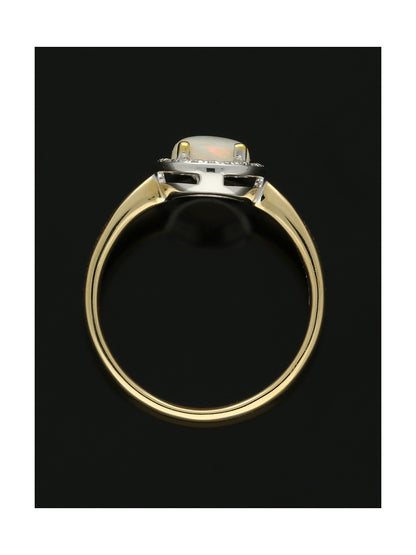 Opal & Diamond Cluster Ring in 18ct Yellow & White Gold