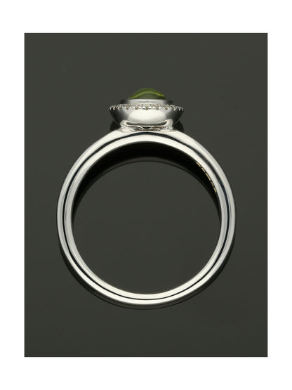 Peridot & Diamond Cluster Ring in 9ct White Gold