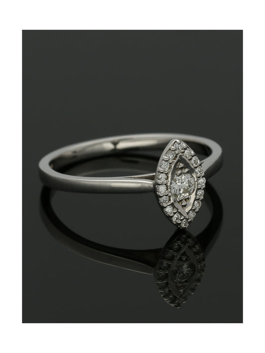 Diamond Marquise Shaped Cluster Ring in 9ct White Gold