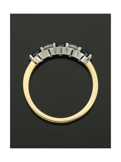 Sapphire & Diamond Five Stone Ring in 18ct Yellow & White Gold