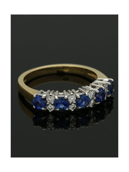Sapphire & Diamond Half Eternity Ring in 18ct Yellow & White Gold