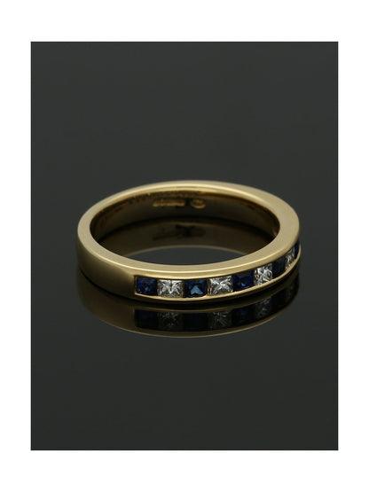 Sapphire & Diamond Half Eternity Ring in 18ct Yellow Gold