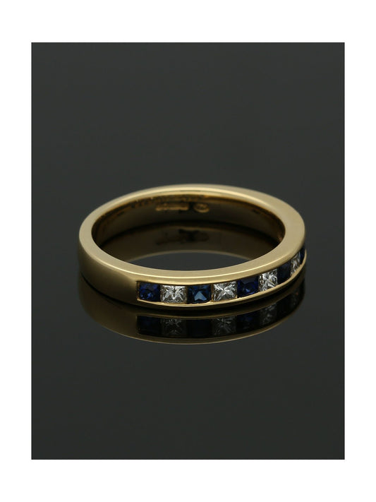 Sapphire & Diamond Half Eternity Ring in 18ct Yellow Gold