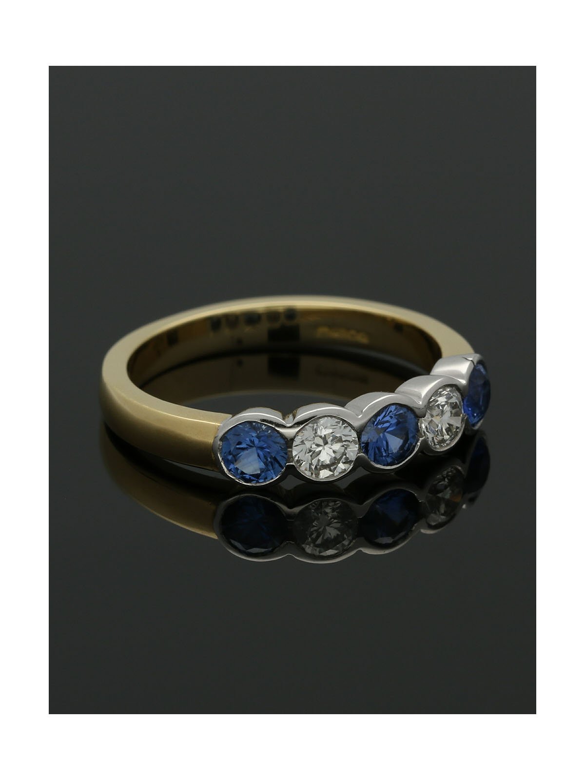 Sapphire & Diamond Five Stone Ring in 18ct Yellow & White Gold