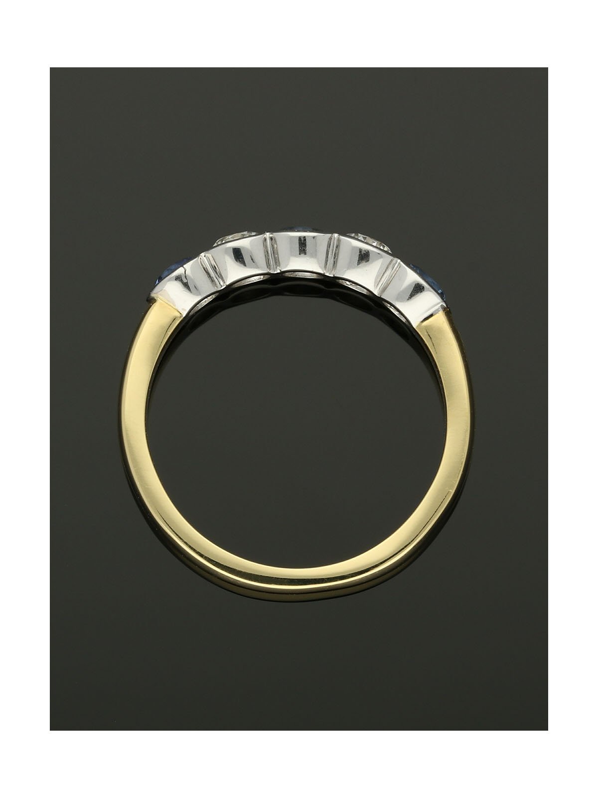 Sapphire & Diamond Five Stone Ring in 18ct Yellow & White Gold