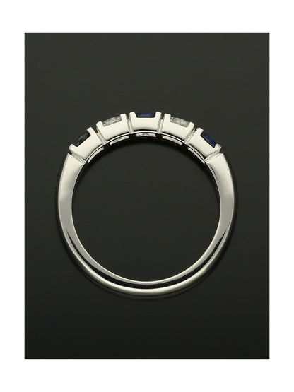 Sapphire & Diamond Five Stone Ring Round Brilliant Cut in Platinum