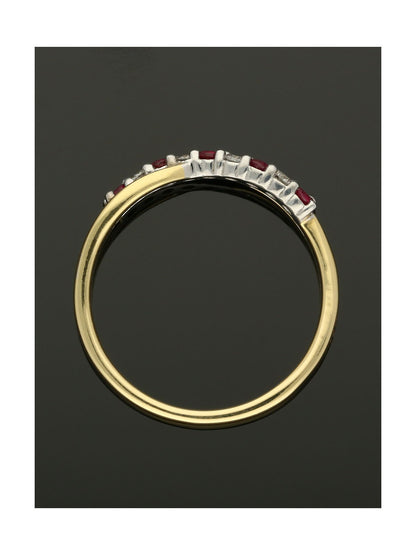 Ruby & Diamond Half Eternity Ring in 18ct Yellow & White Gold