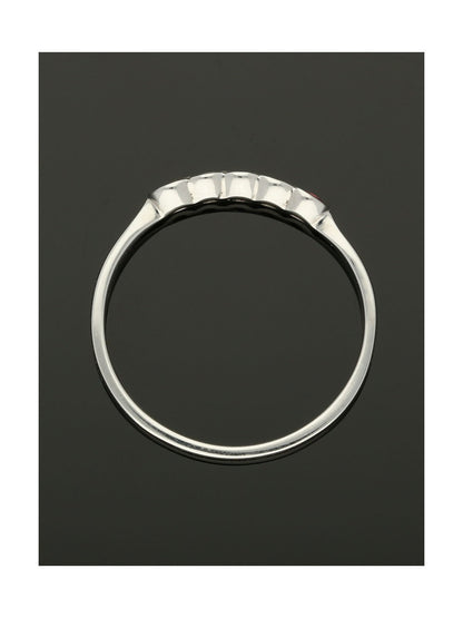 Ruby & Diamond Five Stone Ring in 9ct White Gold