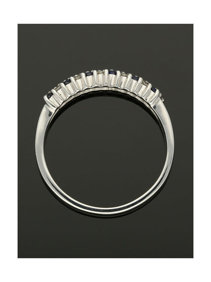 Sapphire & Diamond Half Eternity Ring in 9ct White Gold