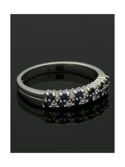 Sapphire & Diamond Half Eternity Ring in 9ct White Gold