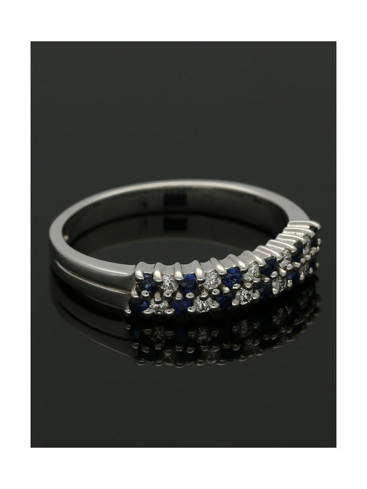 Sapphire & Diamond Half Eternity Ring in 9ct White Gold