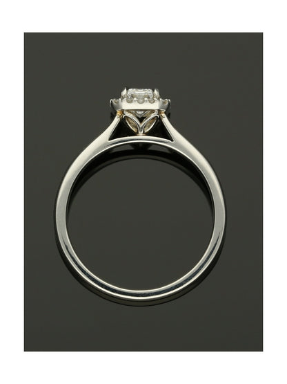 Diamond Halo Engagement Ring 0.70ct Certificated Emerald Cut in Platinum