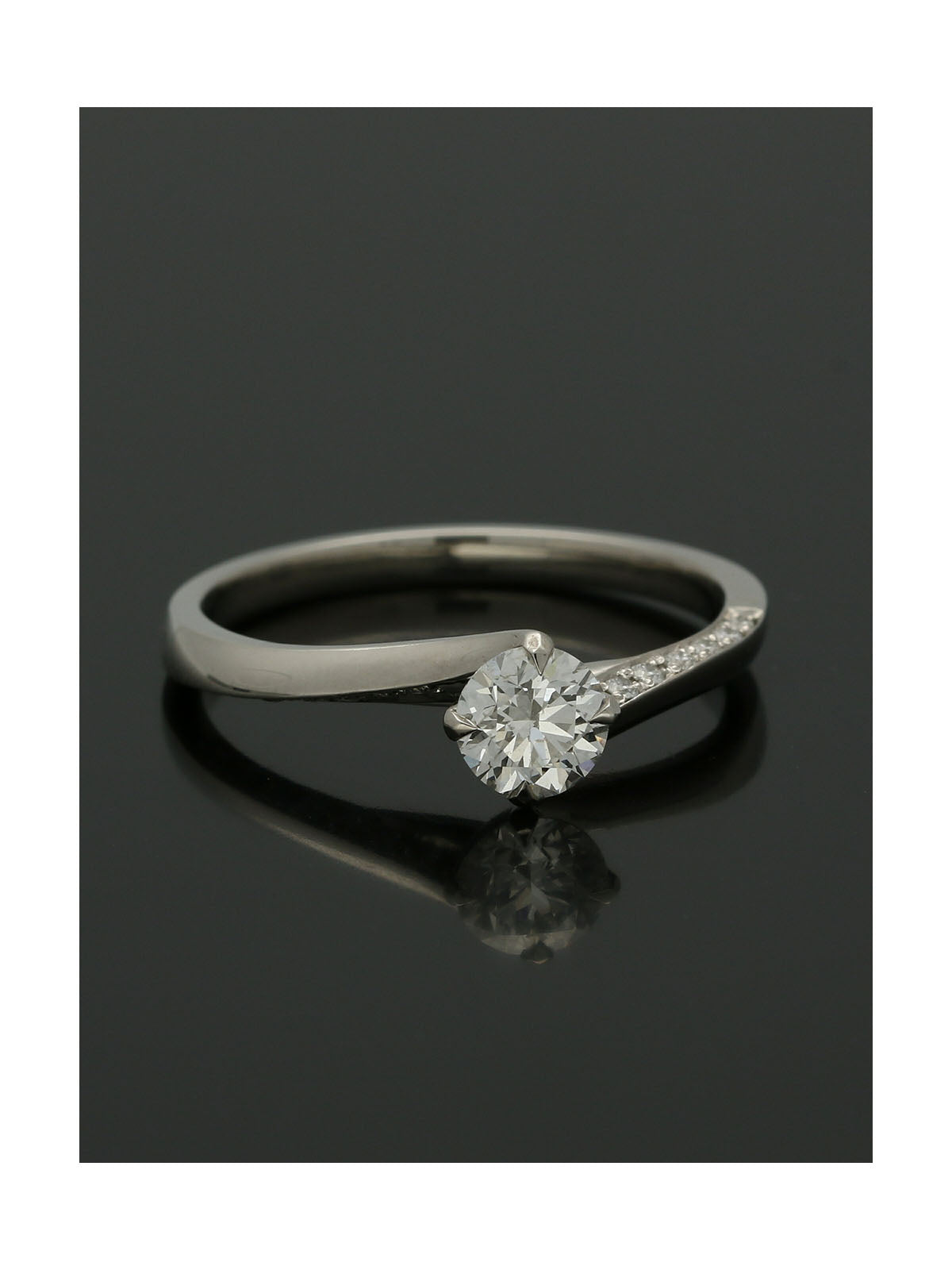 Diamond Solitaire Engagement Ring 0.50ct Certificated Round Brilliant Cut in Platinum with Diamond Twisted Shoulders