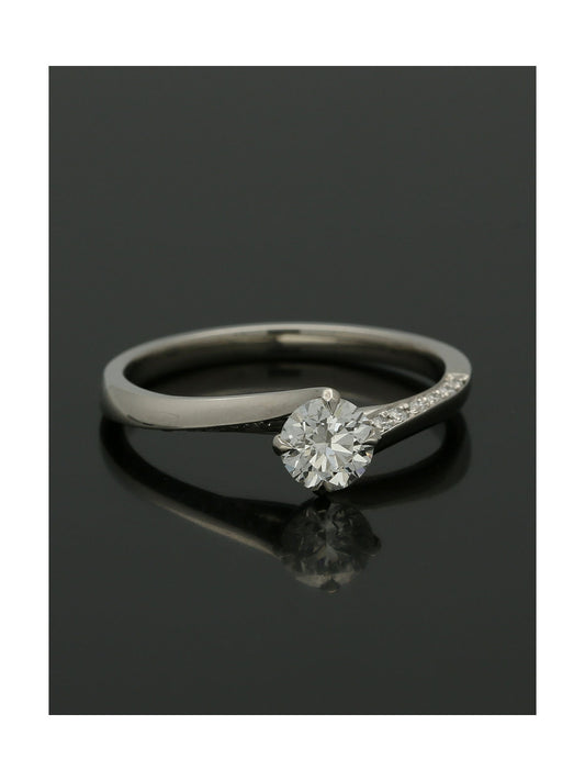 Diamond Solitaire Engagement Ring 0.50ct Certificated Round Brilliant Cut in Platinum with Diamond Twisted Shoulders