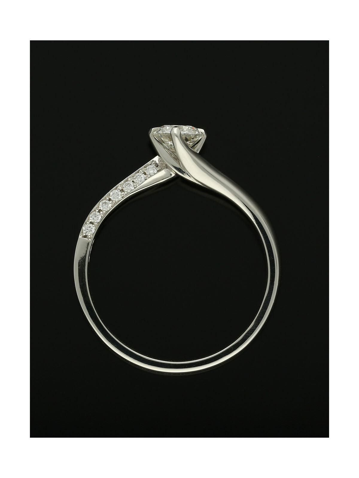 Diamond Solitaire Engagement Ring 0.50ct Certificated Round Brilliant Cut in Platinum with Diamond Twisted Shoulders