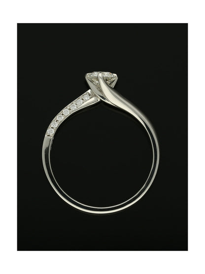 Diamond Solitaire Engagement Ring 0.50ct Certificated Round Brilliant Cut in Platinum with Diamond Twisted Shoulders