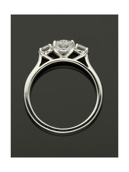 Three Stone Diamond Ring 1.35ct Oval & Round Brilliant Cut in Platinum