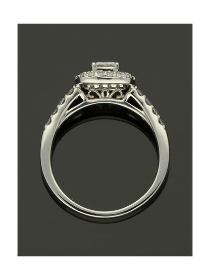 Diamond Cluster Ring 0.75ct Certificated Princess & Brilliant Cut in Platinum